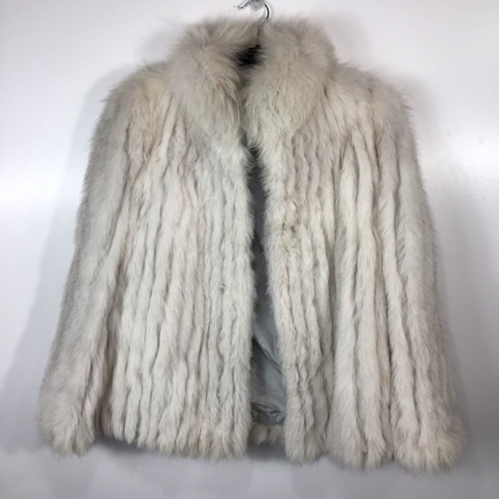Vintage Blue Fox Fur Coat Jacket Sz Large ~XL